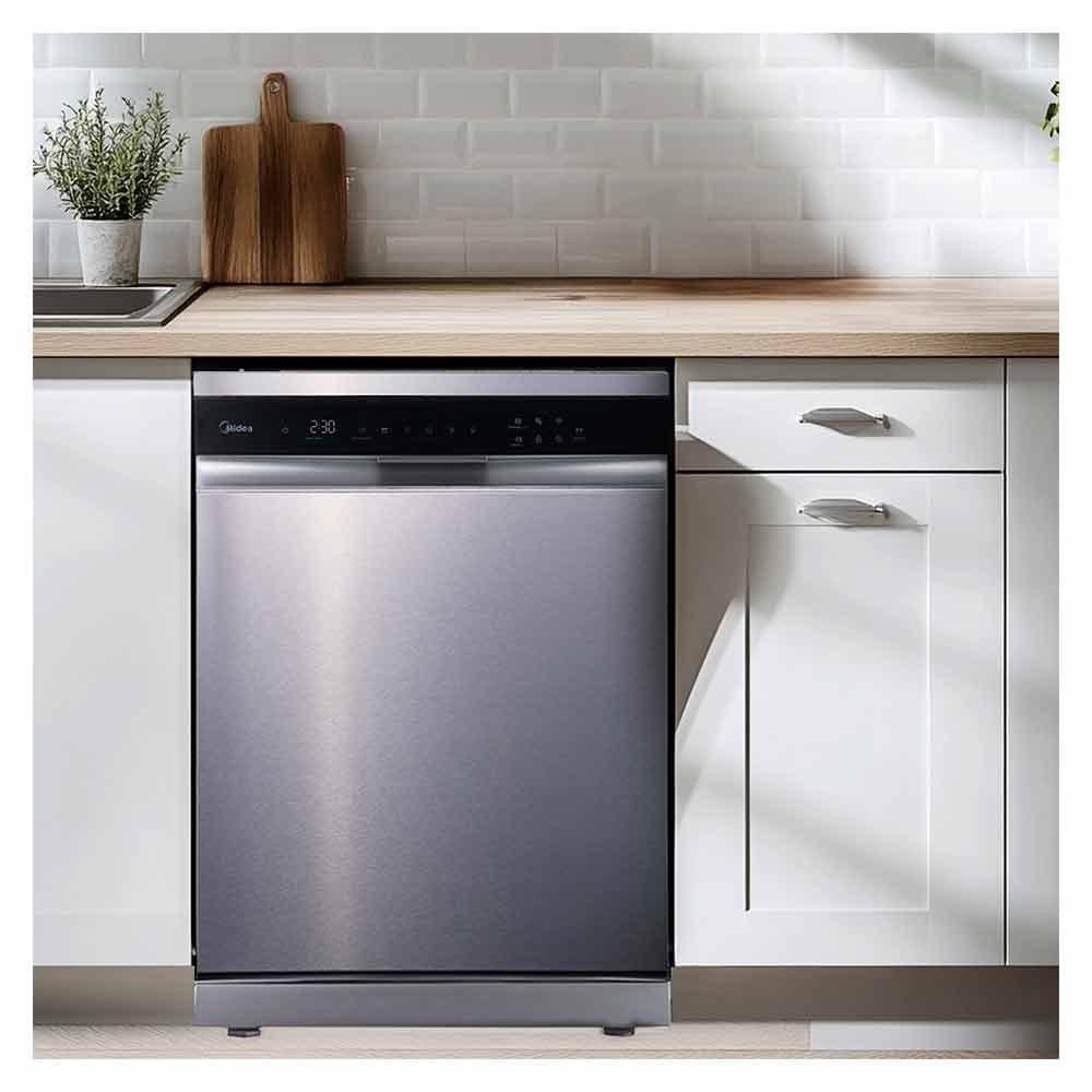 Lava Louças de Piso com 14 Serviços Midea SmartHome com 9 Programas de Lavagem Inox - MDWEF1433GSS2