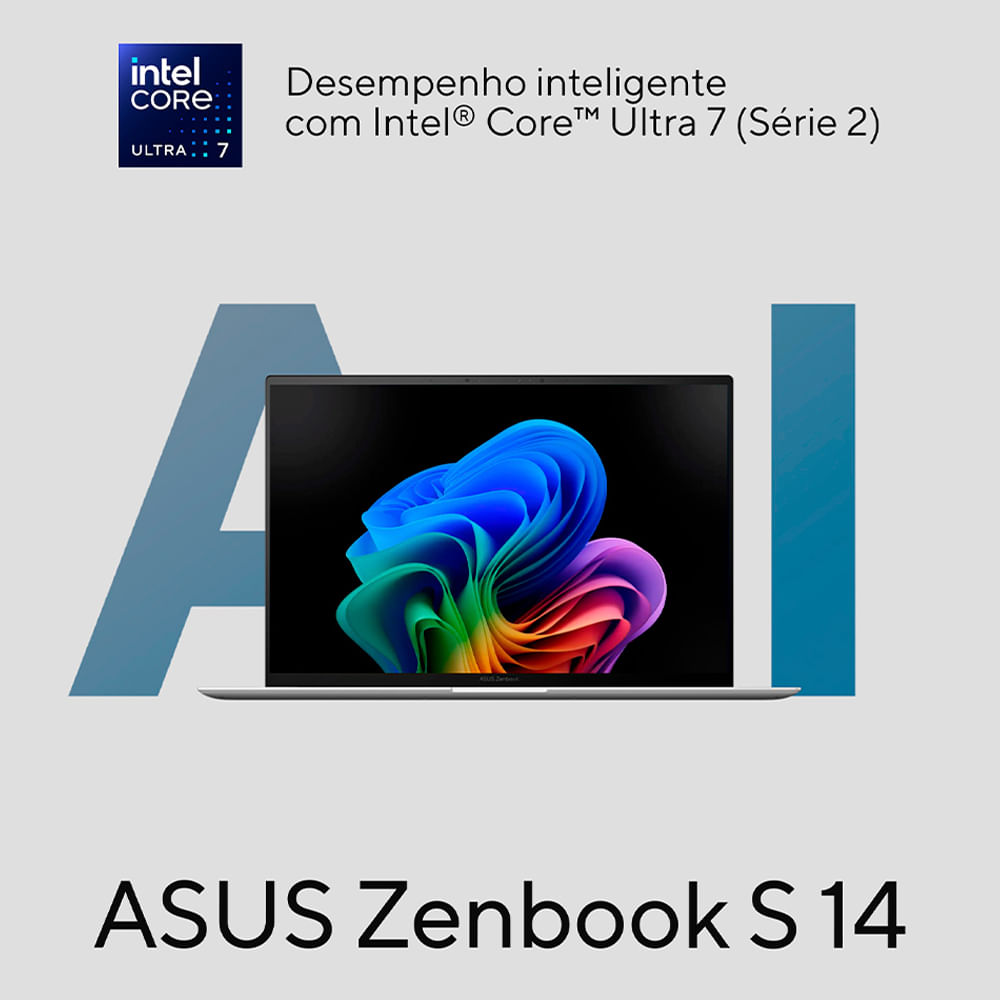 Notebook Asus Zenbook S 14, OLED Intel Core Ultra 7, 32GB, 1000 GB, W11 Home, Tela 14" - UX5406SA-PZ172W