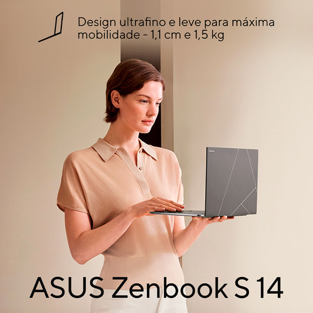 Notebook Asus Zenbook S 14, OLED Intel Core Ultra 7, 32GB, 1000 GB, W11 Home, Tela 14" - UX5406SA-PZ172W