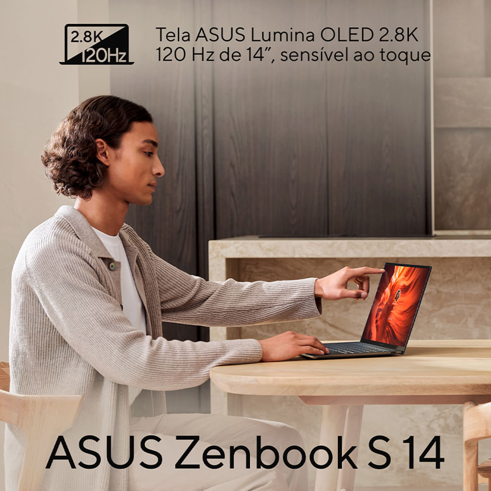 Notebook Asus Zenbook S 14, OLED Intel Core Ultra 7, 32GB, 1000 GB, W11 Home, Tela 14" - UX5406SA-PZ172W