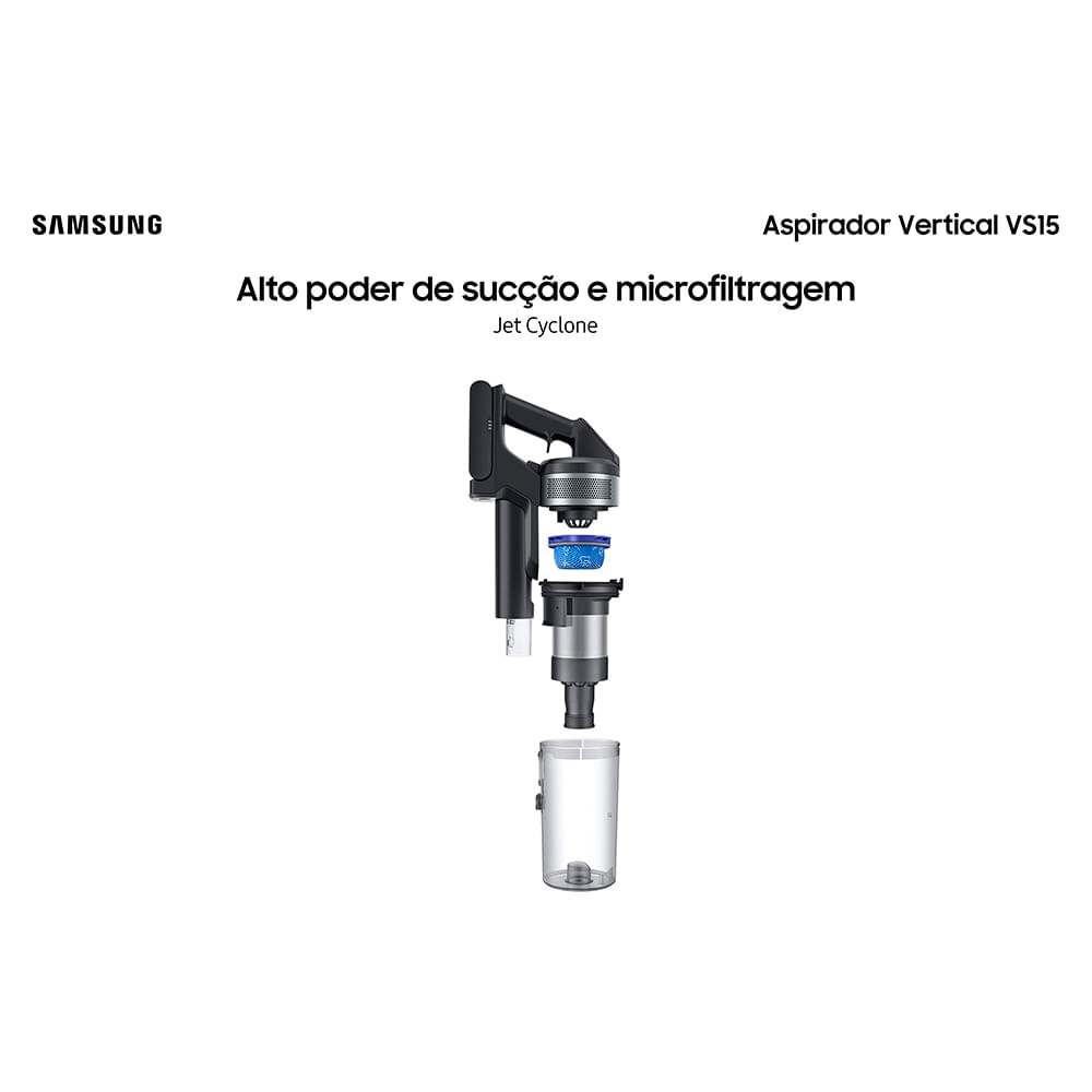 Aspirador de Pó Samsung Vertical sem fio Jet 65 Pet com Design Leve e Motor Digital Inverter