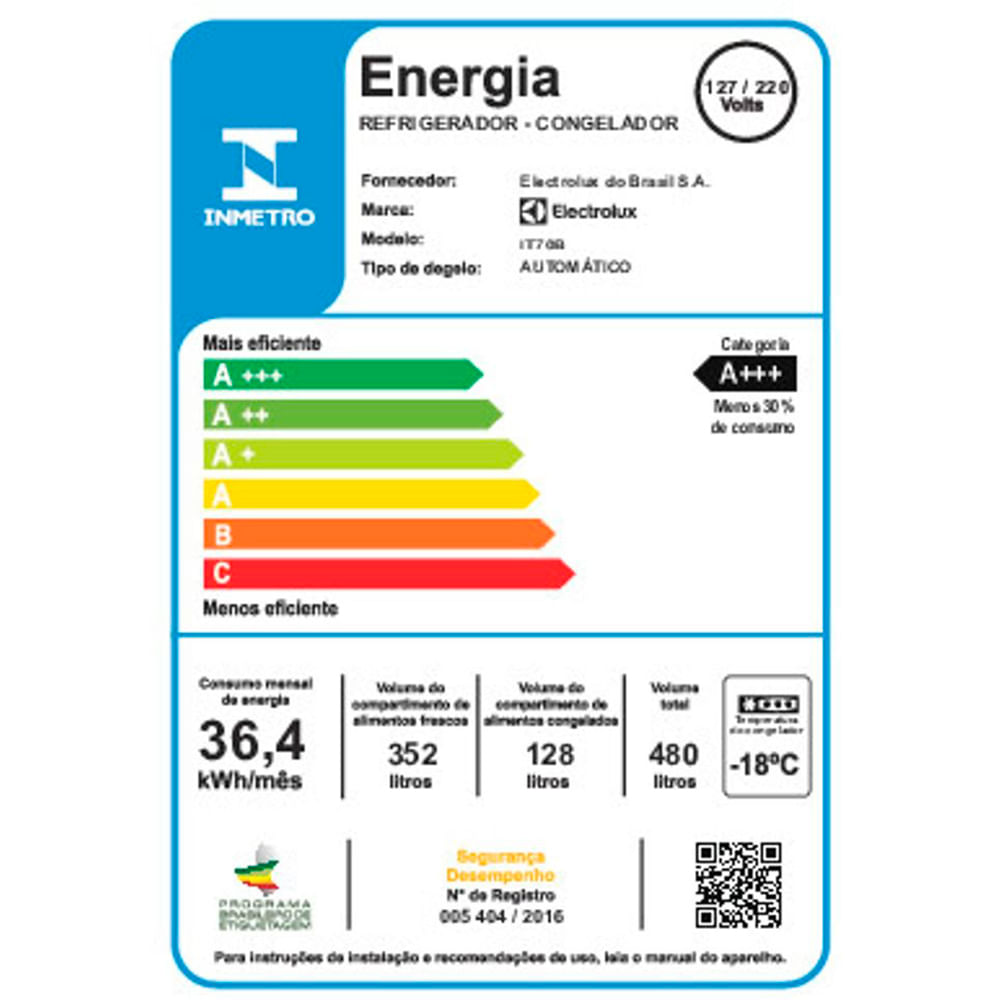 Refrigerador de 02 Portas Electrolux Frost Free com 480 Litros Efficient com AutoSense Inverter Black Inox Look - IT70B