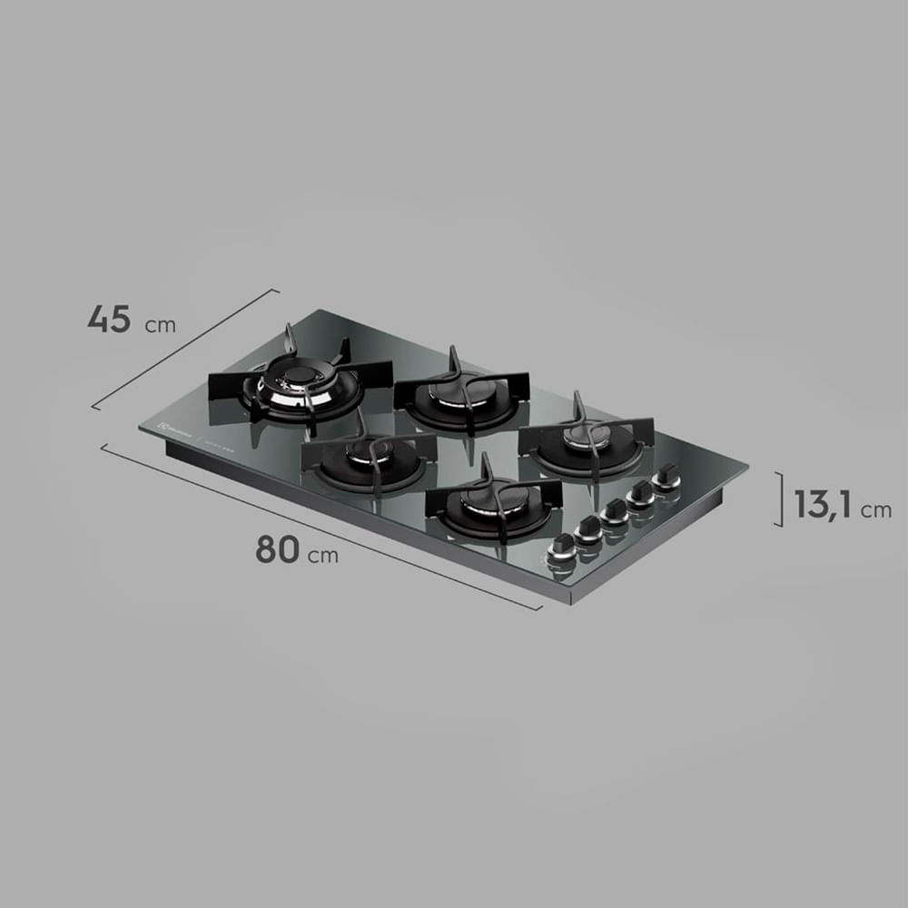 Cooktop a Gás Electrolux Home Pro em Vidro com 05 Bocas Preto - KE5HP