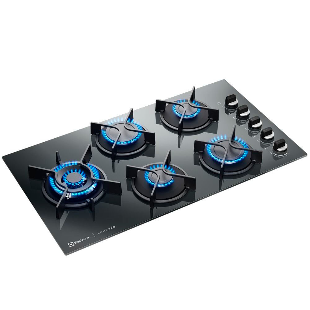 Cooktop a Gás Electrolux Home Pro em Vidro com 05 Bocas Preto - KE5HP