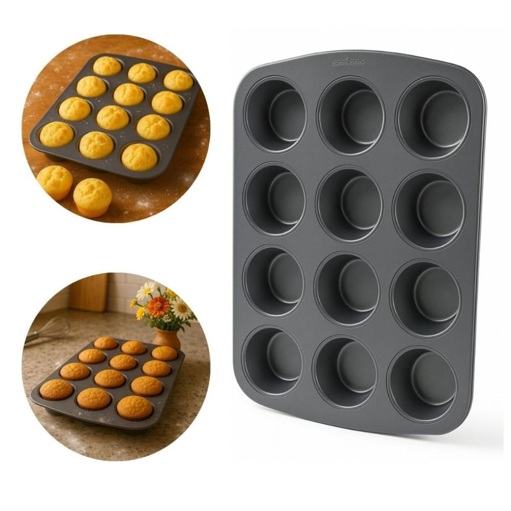 Forma Cupcake Muffin Mini Bolo 12 Cavidades Antiaderente Luxo