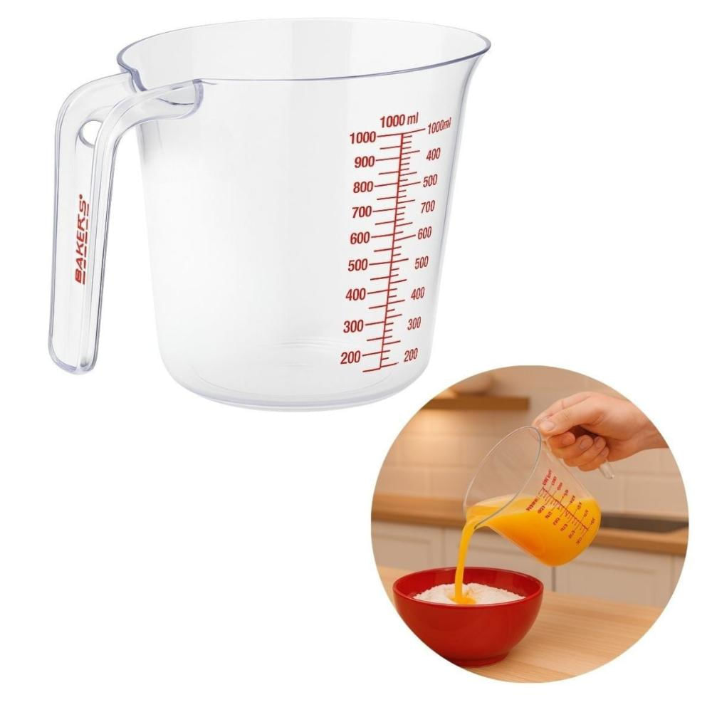 Jarra Medidora Graduada 1000ml Cozinha Com Alça Medidas Bolo