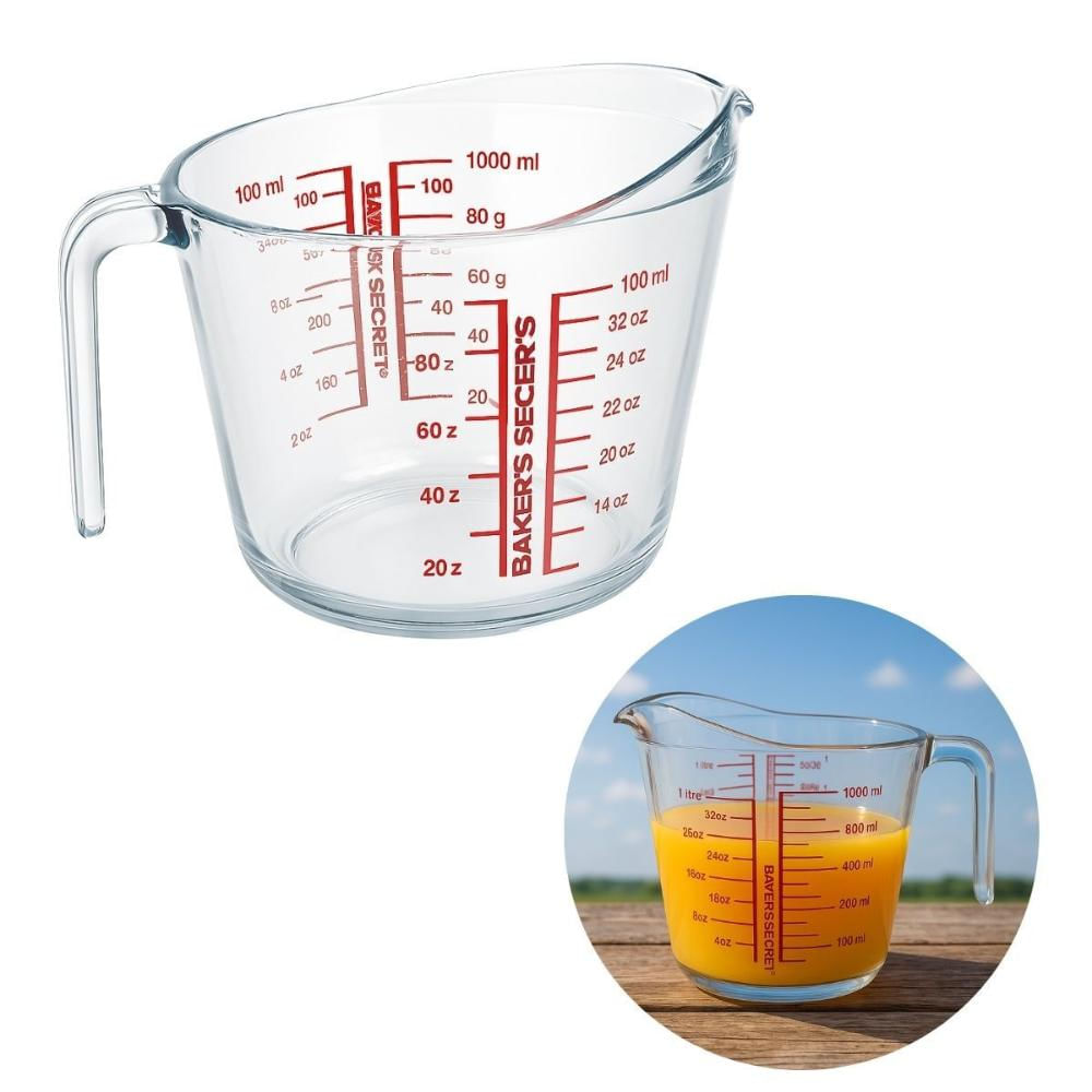 Jarra Medidora Graduada em Vidro 1000ml Com Alça Cozinha