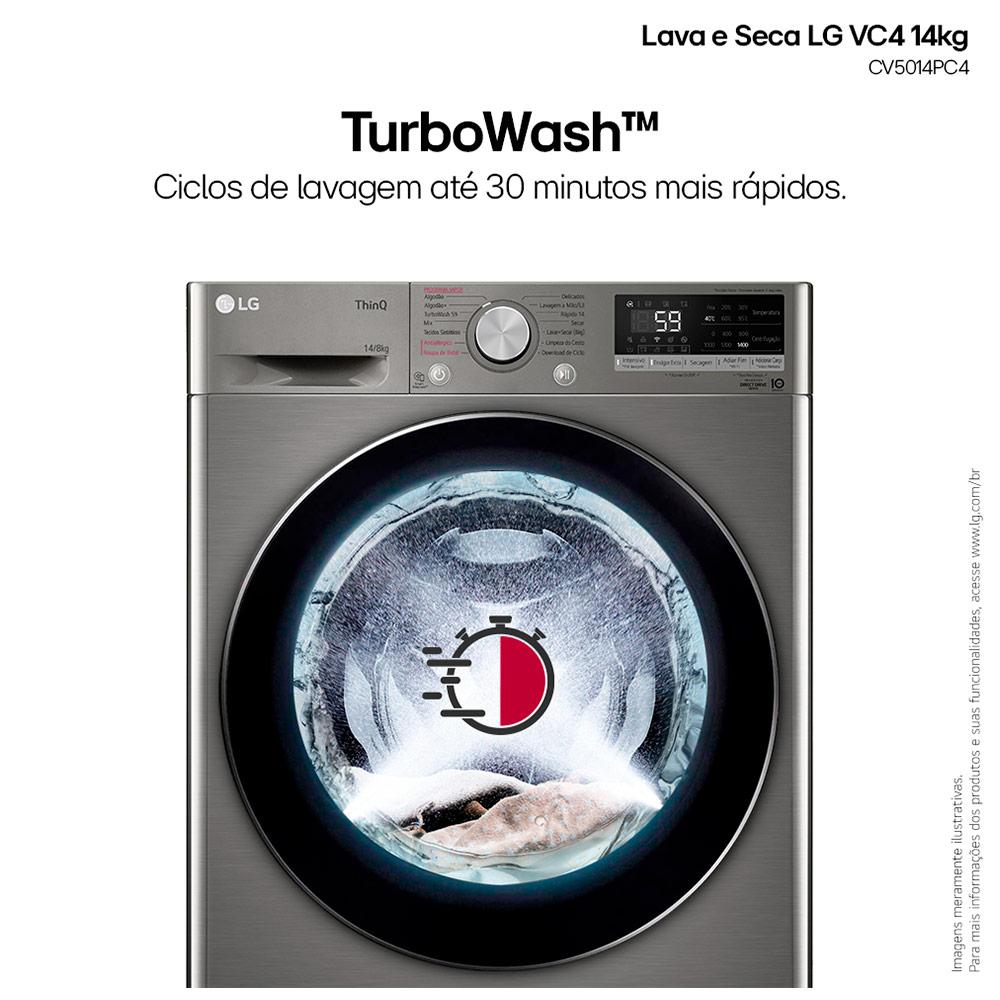 Lava e Seca Smart LG VC4 14kg Inox Look com AIDD™ CV5014PC4