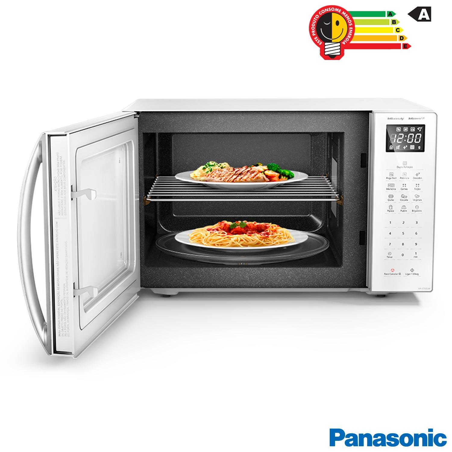 Micro-ondas de Mesa Panasonic com 34 Litros de Capacidade Branco - NN-ST65LWRUN