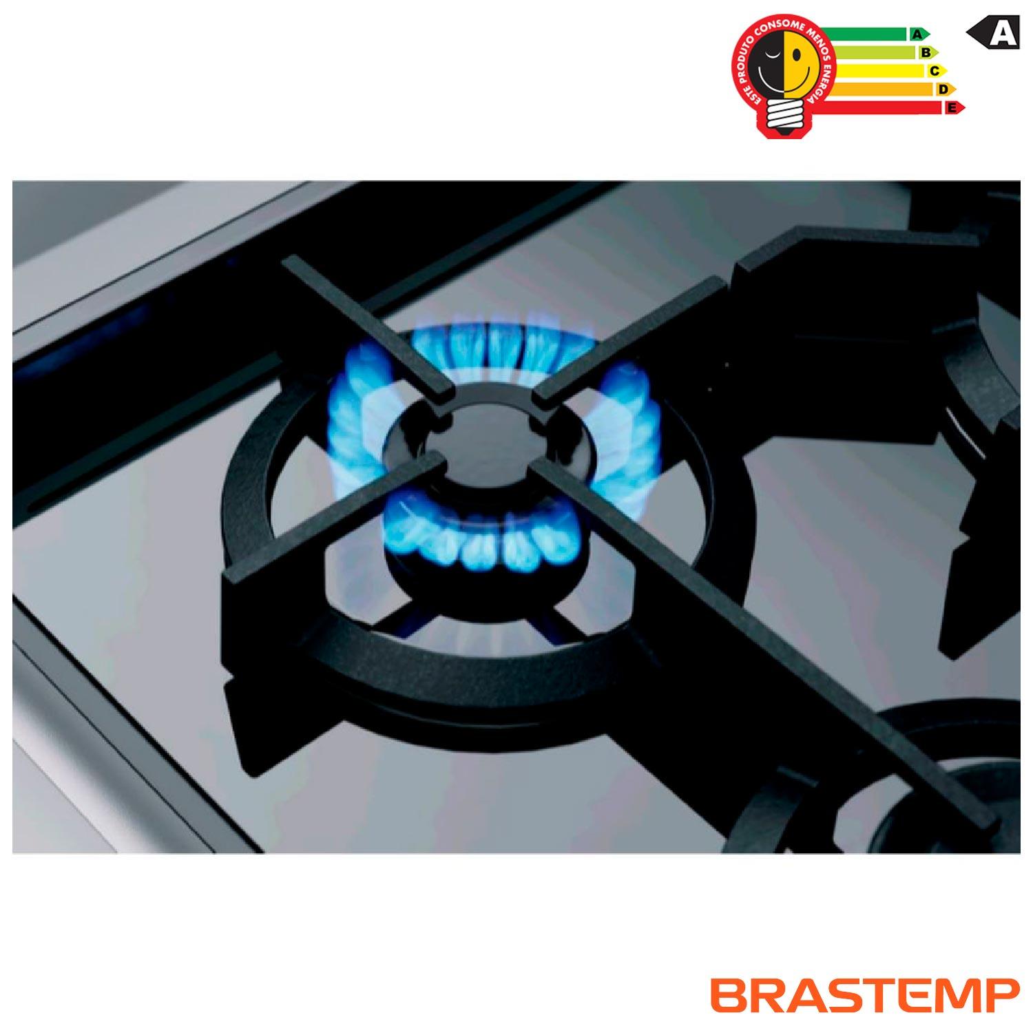 Fogão Brastemp 5 Bocas de Embutir Inox com Mesa de Vidro e Touch Timer com Autodesligamento - BYS5VCR