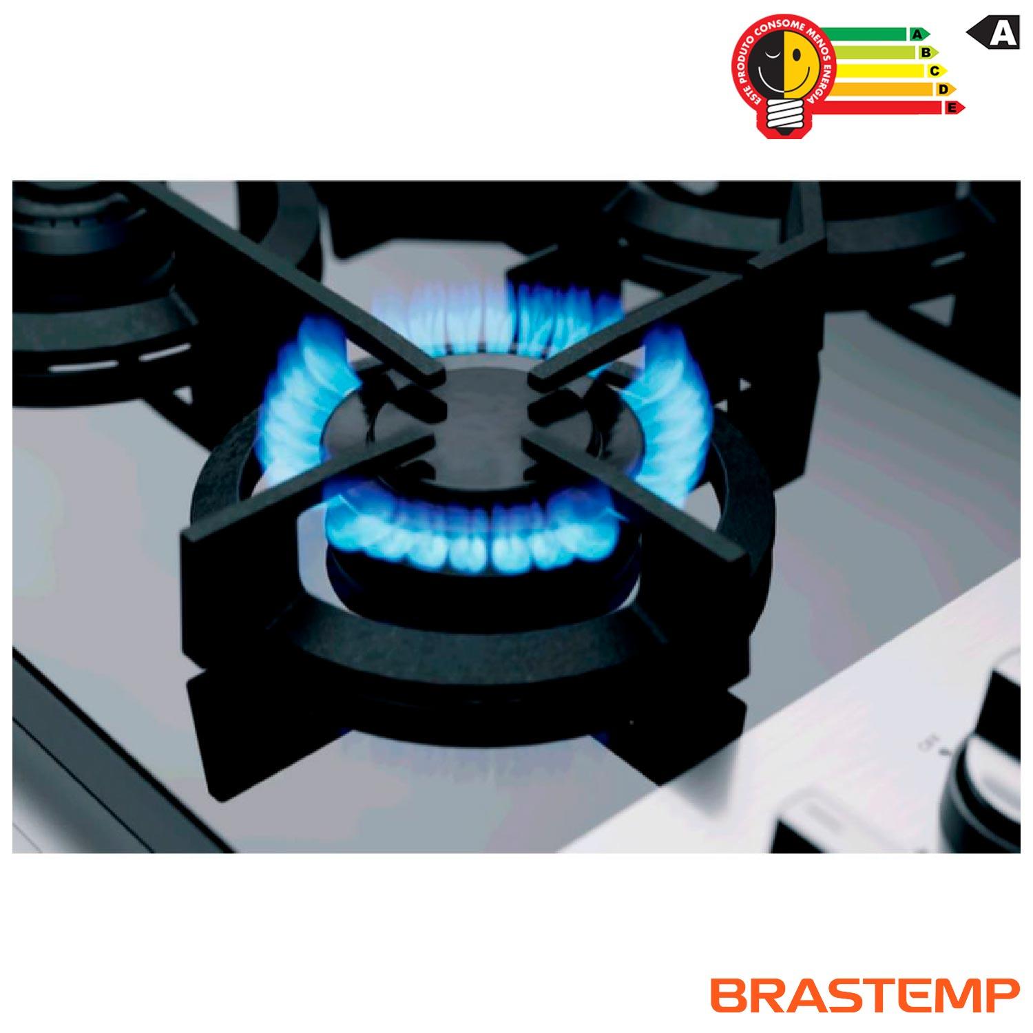 Fogão Brastemp 5 Bocas de Embutir Inox com Mesa de Vidro e Touch Timer com Autodesligamento - BYS5VCR
