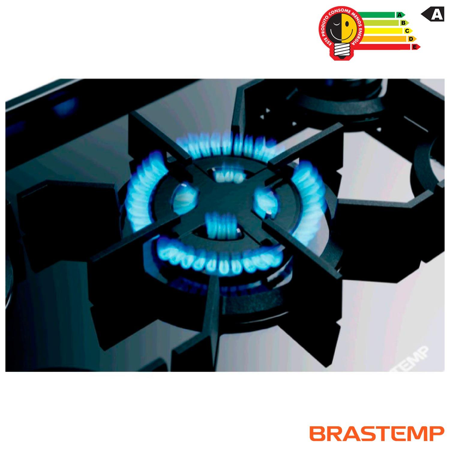 Fogão Brastemp 5 Bocas de Embutir Inox com Mesa de Vidro e Touch Timer com Autodesligamento - BYS5VCR