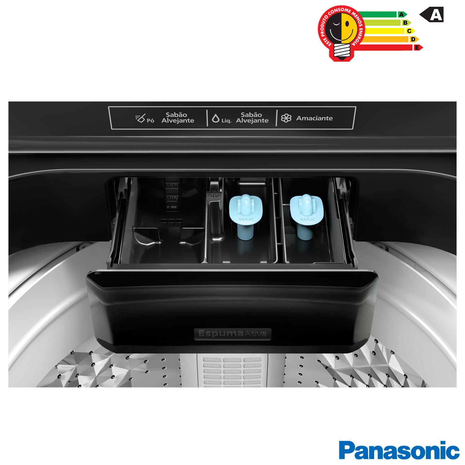 Lavadora de Roupas Panasonic 12kg Titânio com 08 Programas de Lavagem - NA-F120B1TA