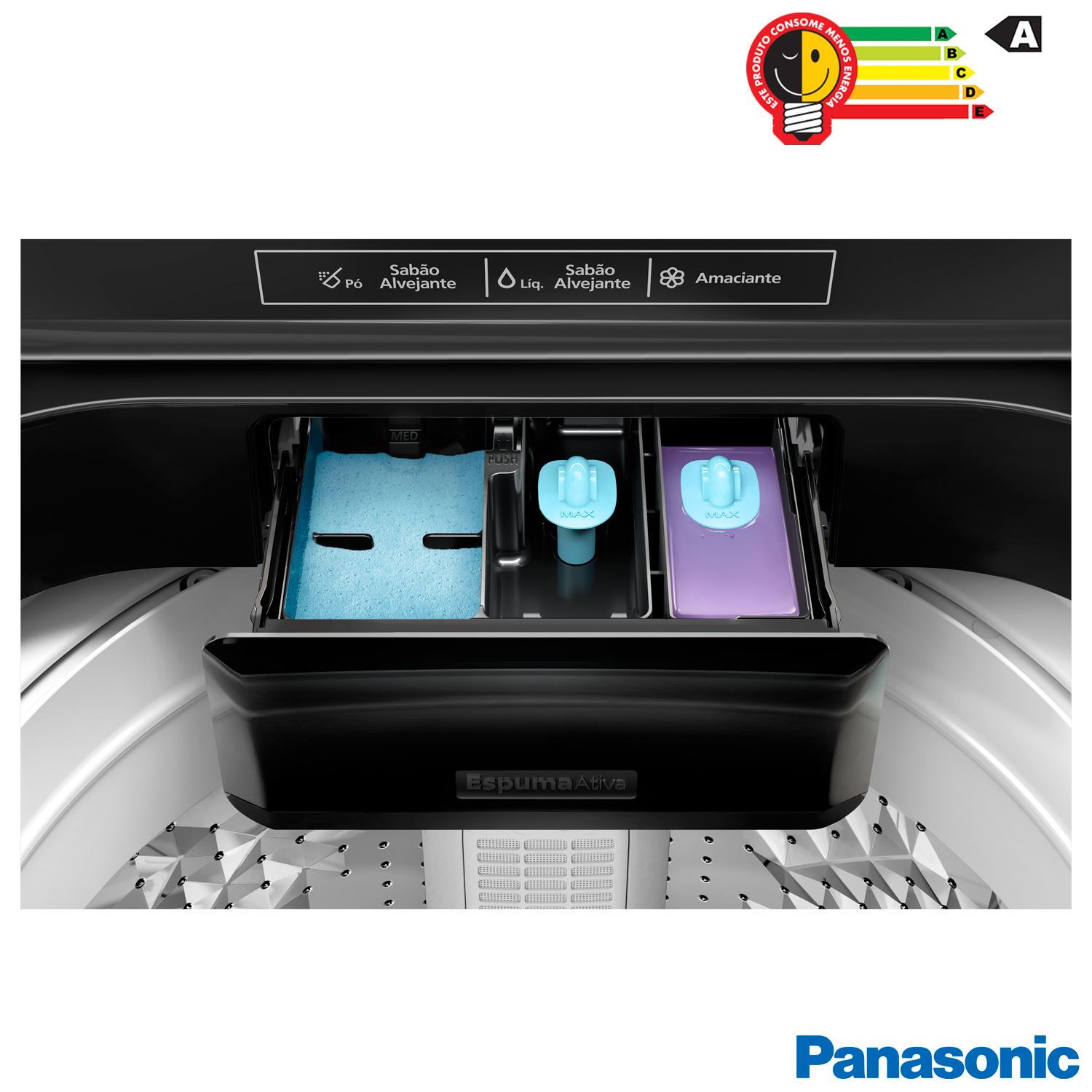 Lavadora de Roupas Panasonic 12kg Titânio com 08 Programas de Lavagem - NA-F120B1TA