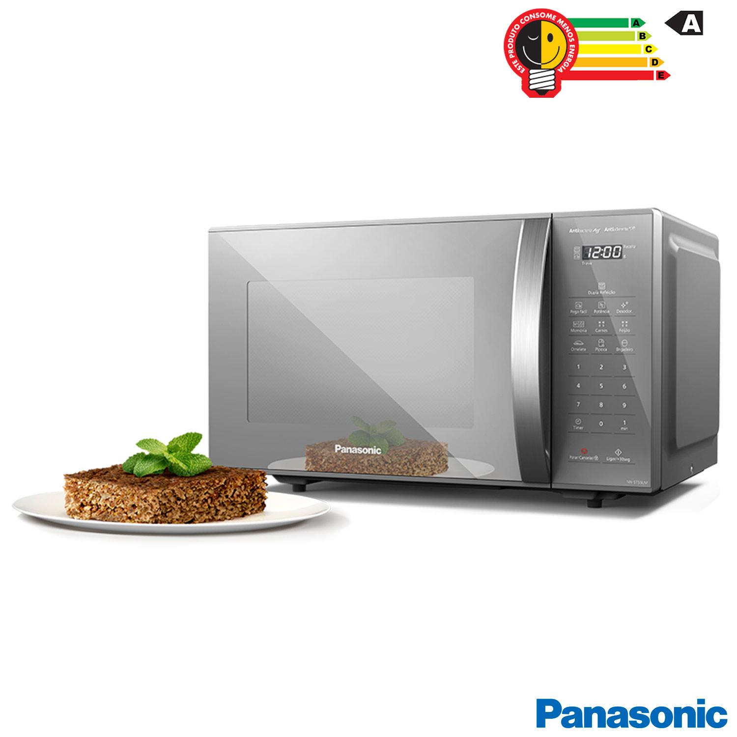 Micro-ondas de Mesa Panasonic com 27 Litros de Capacidade Prata - NN-ST55LMRUN