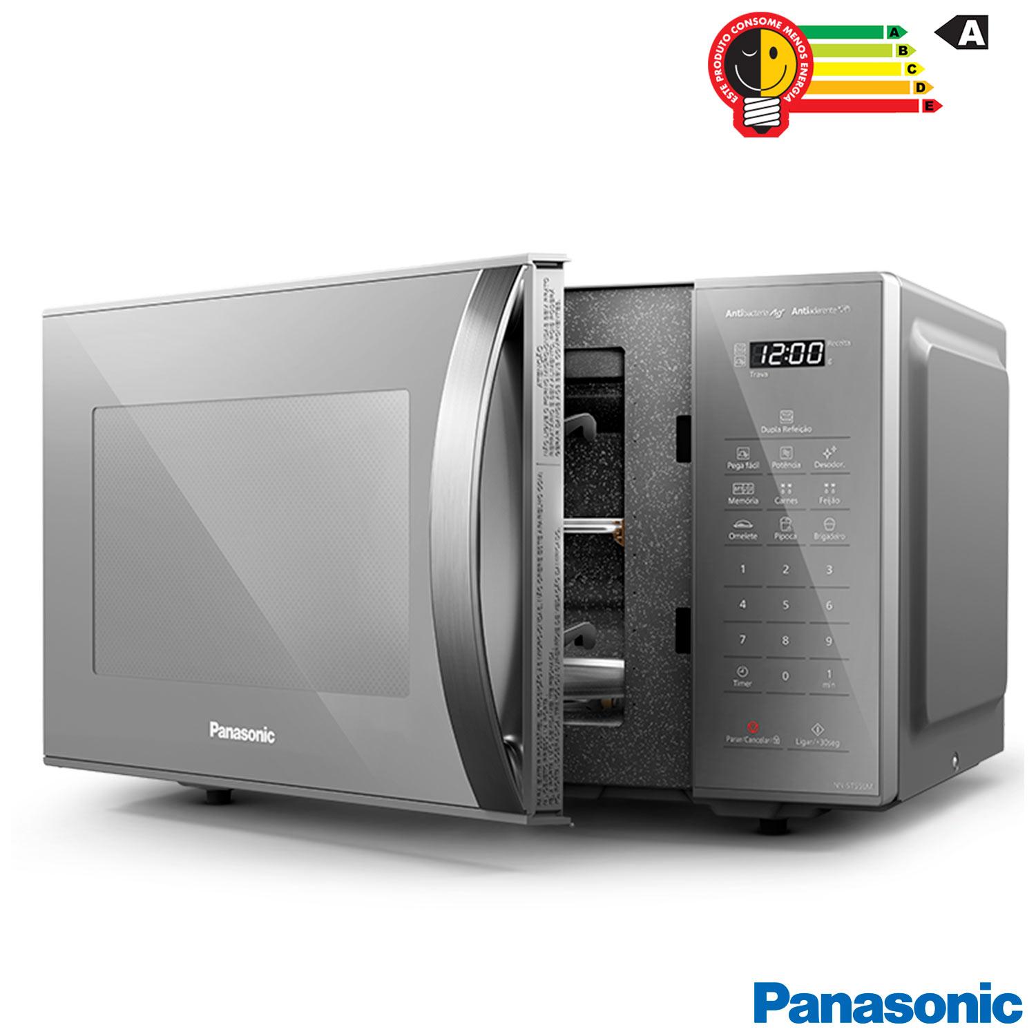 Micro-ondas de Mesa Panasonic com 27 Litros de Capacidade Prata - NN-ST55LMRUN