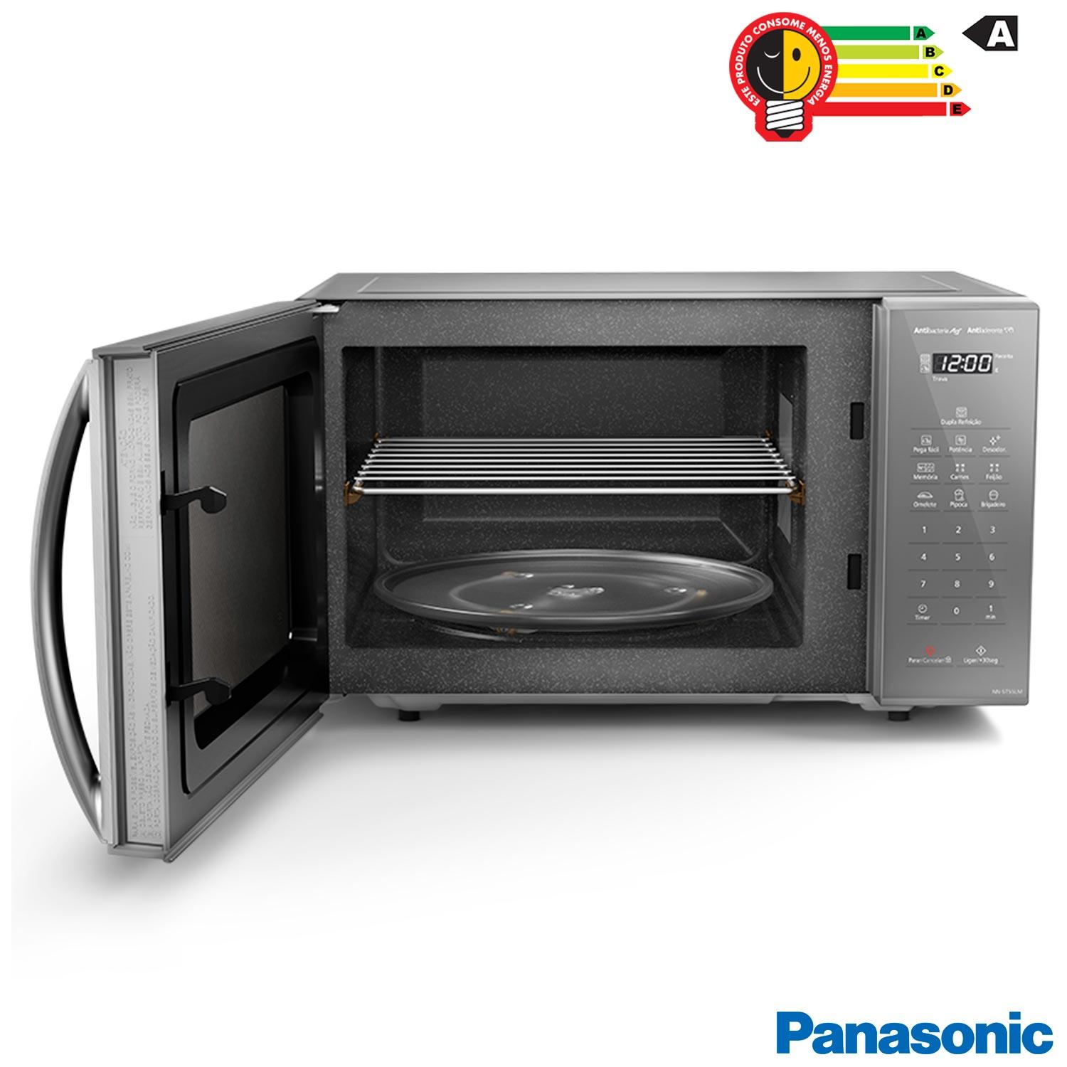Micro-ondas de Mesa Panasonic com 27 Litros de Capacidade Prata - NN-ST55LMRUN