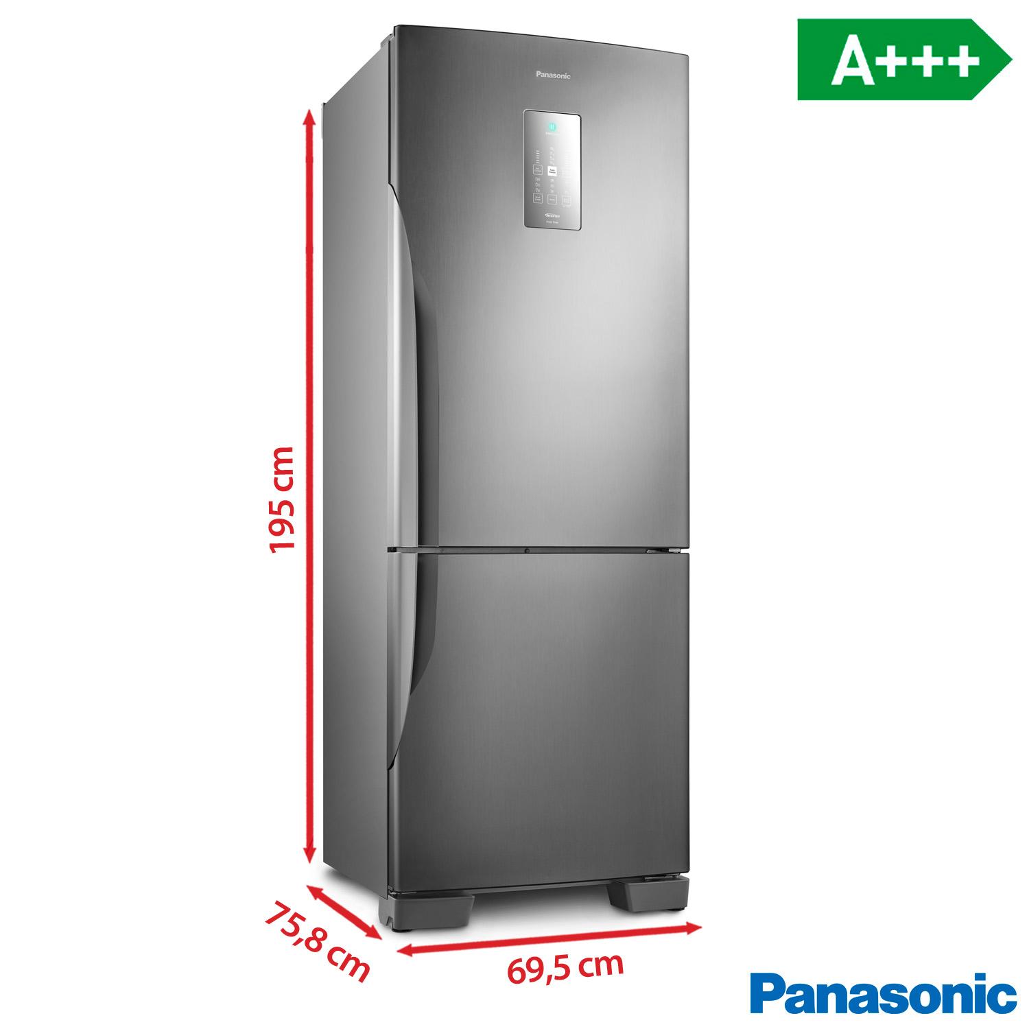 Refrigerador Bottom Freezer Inverter Panasonic de 02 Portas Frost Free com 480 Litros Aço Escovado - NR-BB71PVFX