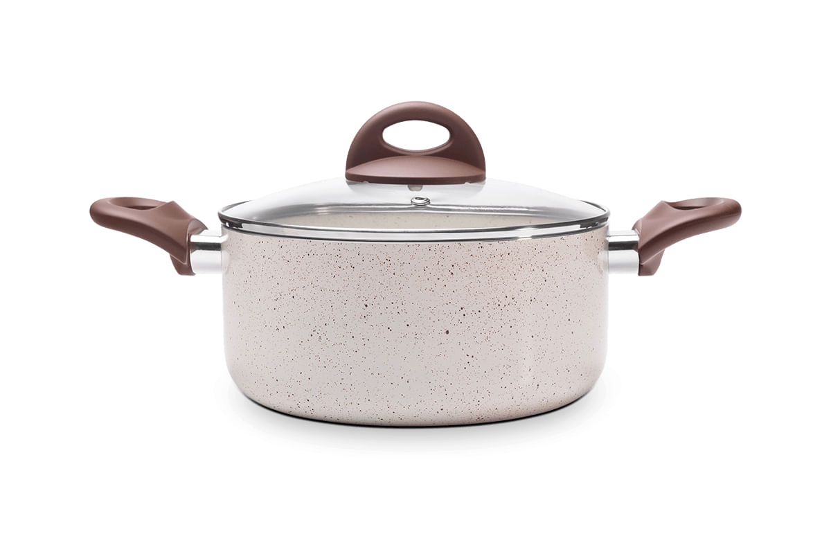 Caçarola de Indução com Tampa Brinox Smart Plus Ø 24cm 4,55L Antiaderente Ceramic Life Vanilla Creme