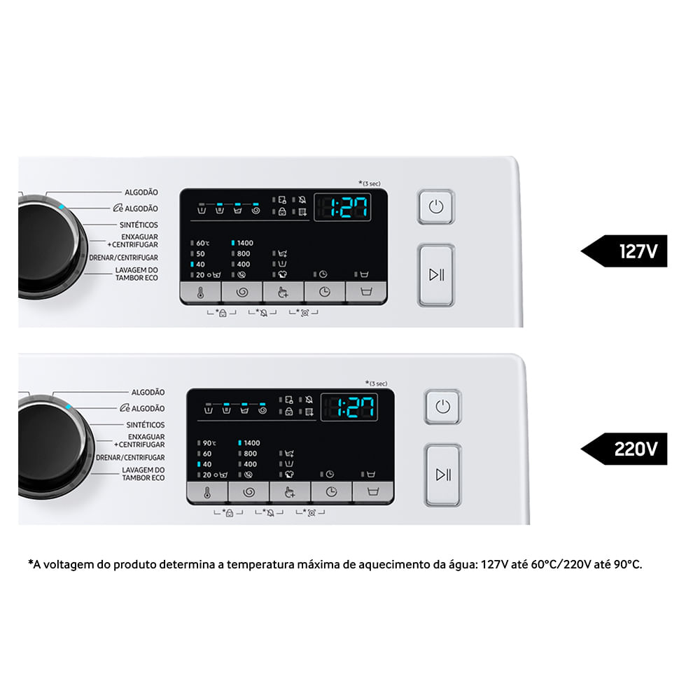 Lavadora de Roupas Samsung 11 Kg Digital Inverter Branco com 12 Programas de Lavagem - WW11T4040BE