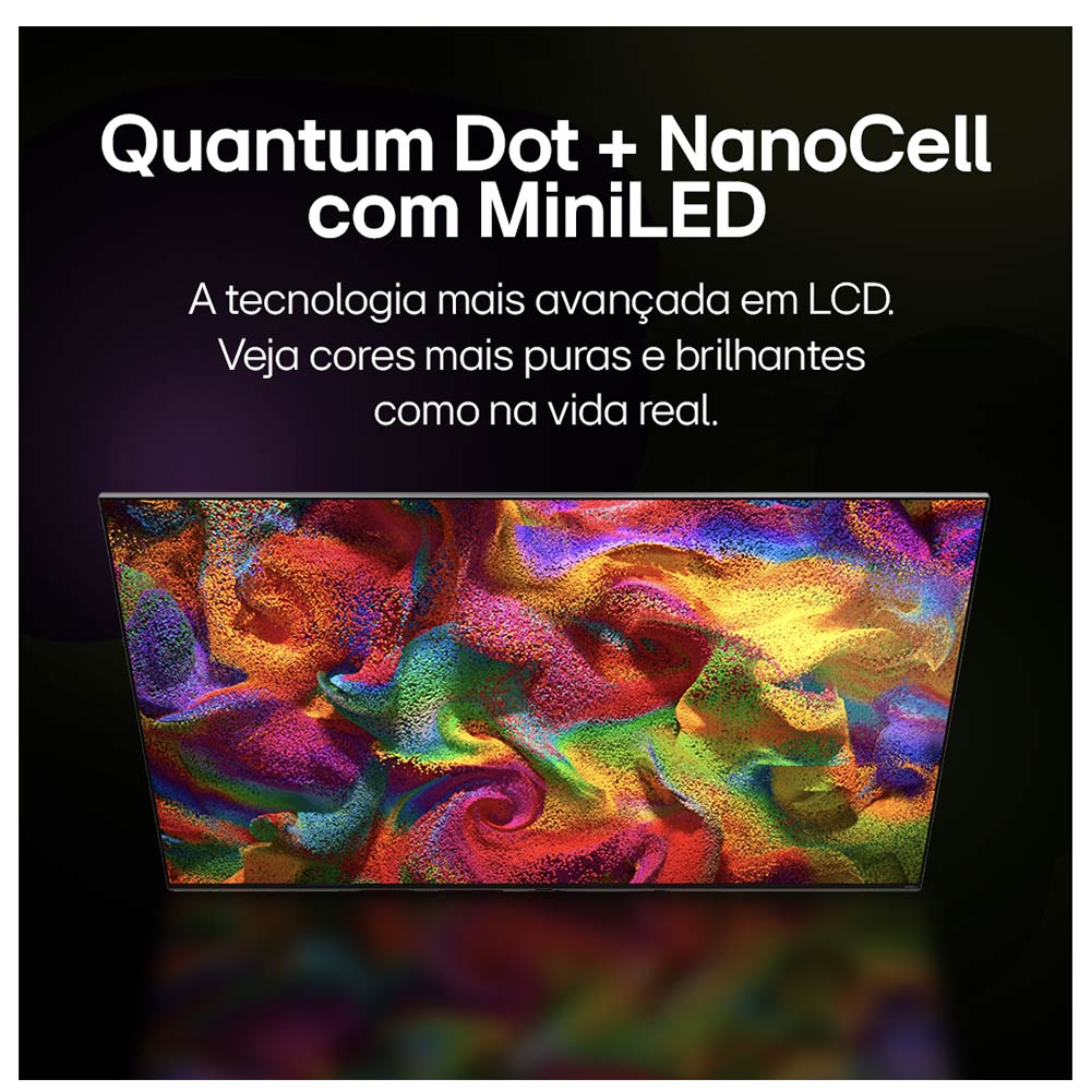 Smart TV LG QNED MiniLED 75" Polegadas 75QNED90T, Processador a8 AI, Quantum Dot, webOS 24 e Wi-Fi