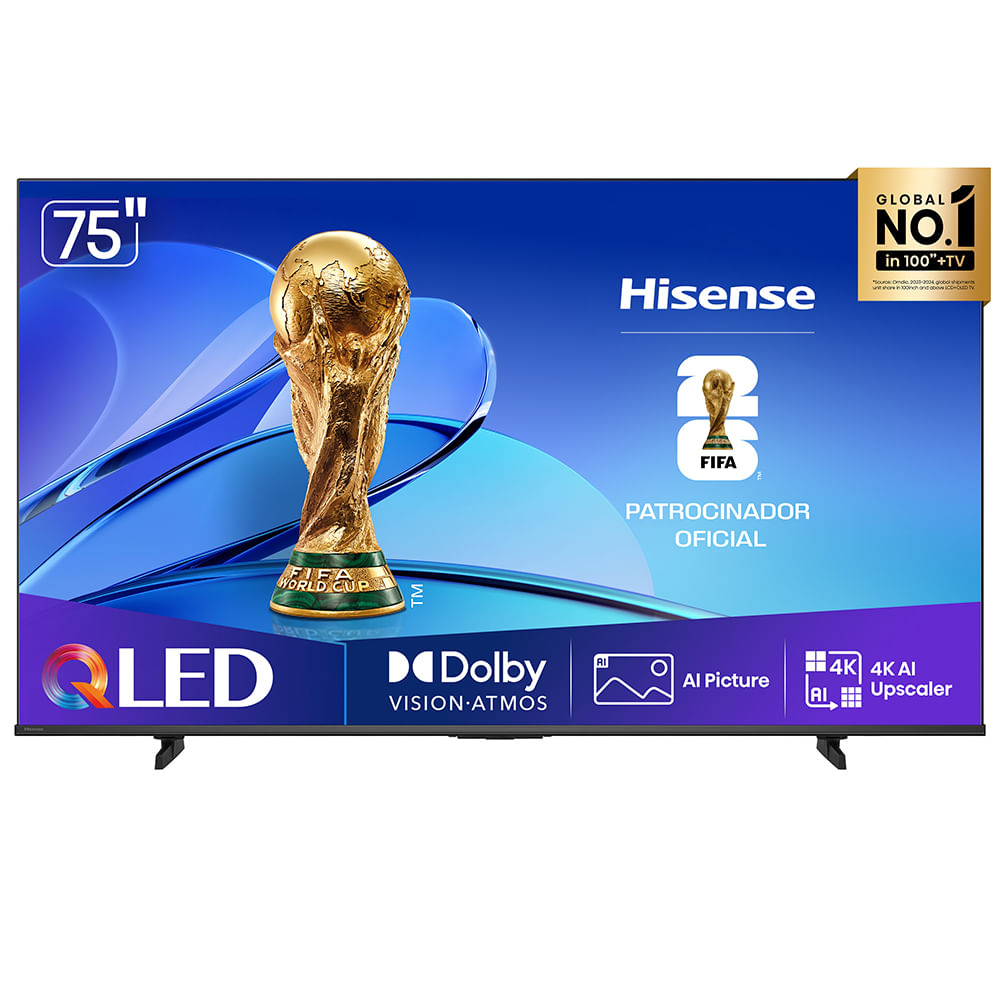 Smart TV Hisense QLED 4K 75" Polegadas com Dolby Vision, Dolby Gaming, Alexa e Google - 75Q6QV