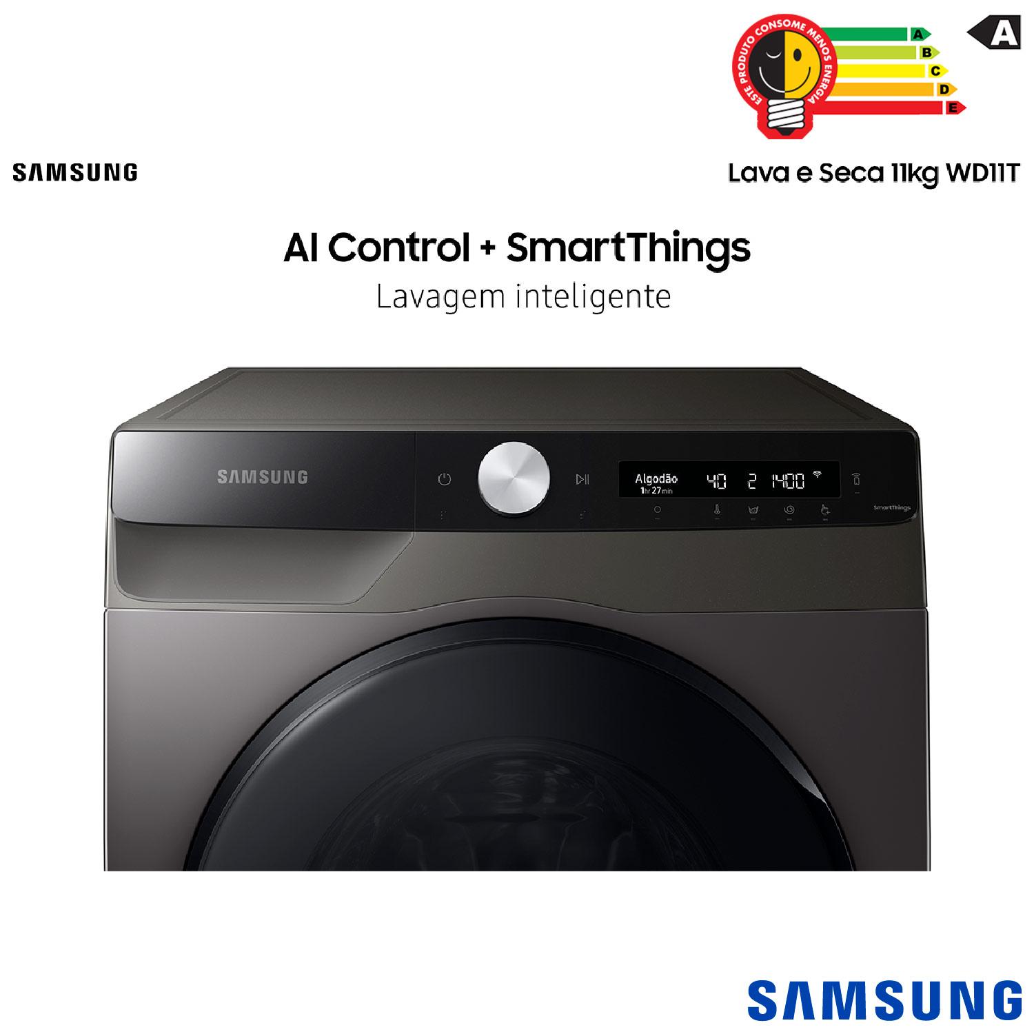 Lava & Seca 11 Kg Samsung SmartThings Inox Look com 12 Programas de Lavagem - WD11T504DBX