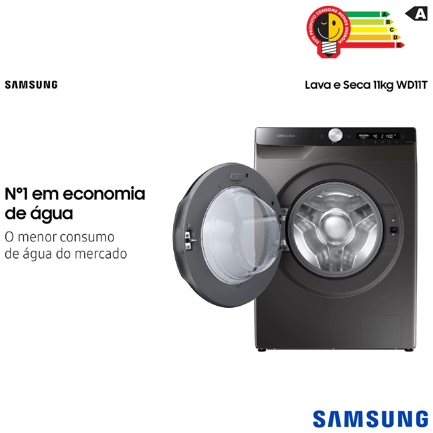 Lava & Seca 11 Kg Samsung SmartThings Inox Look com 12 Programas de Lavagem - WD11T504DBX