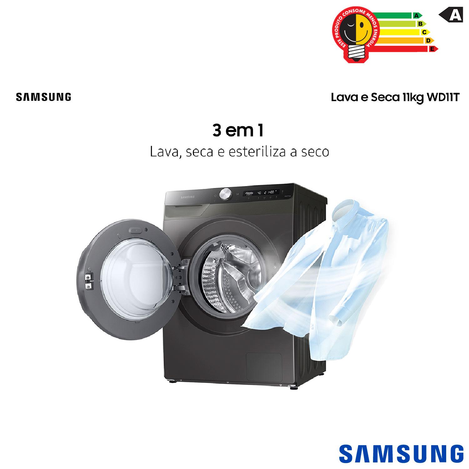 Lava & Seca 11 Kg Samsung SmartThings Inox Look com 12 Programas de Lavagem - WD11T504DBX