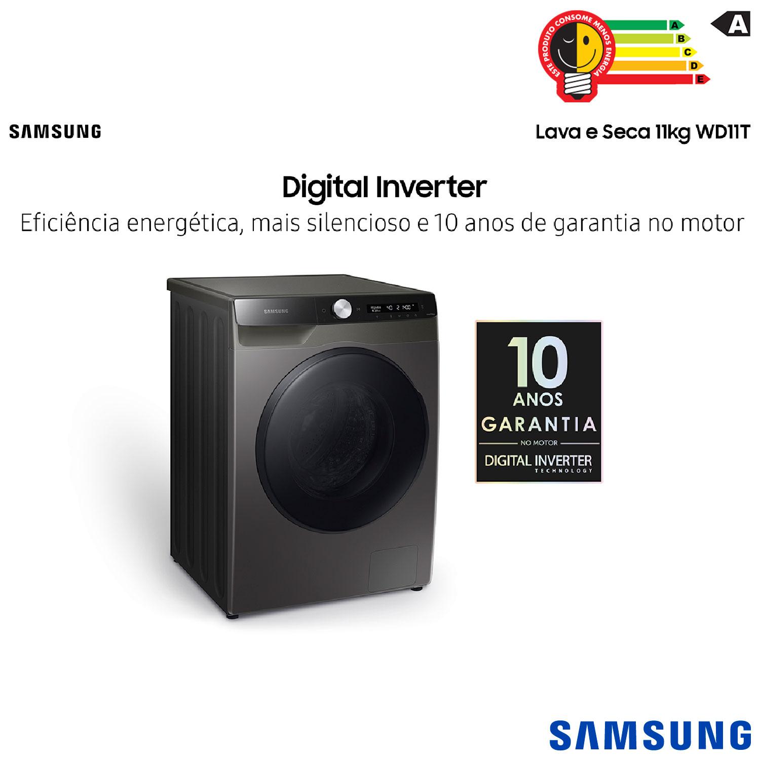 Lava & Seca 11 Kg Samsung SmartThings Inox Look com 12 Programas de Lavagem - WD11T504DBX