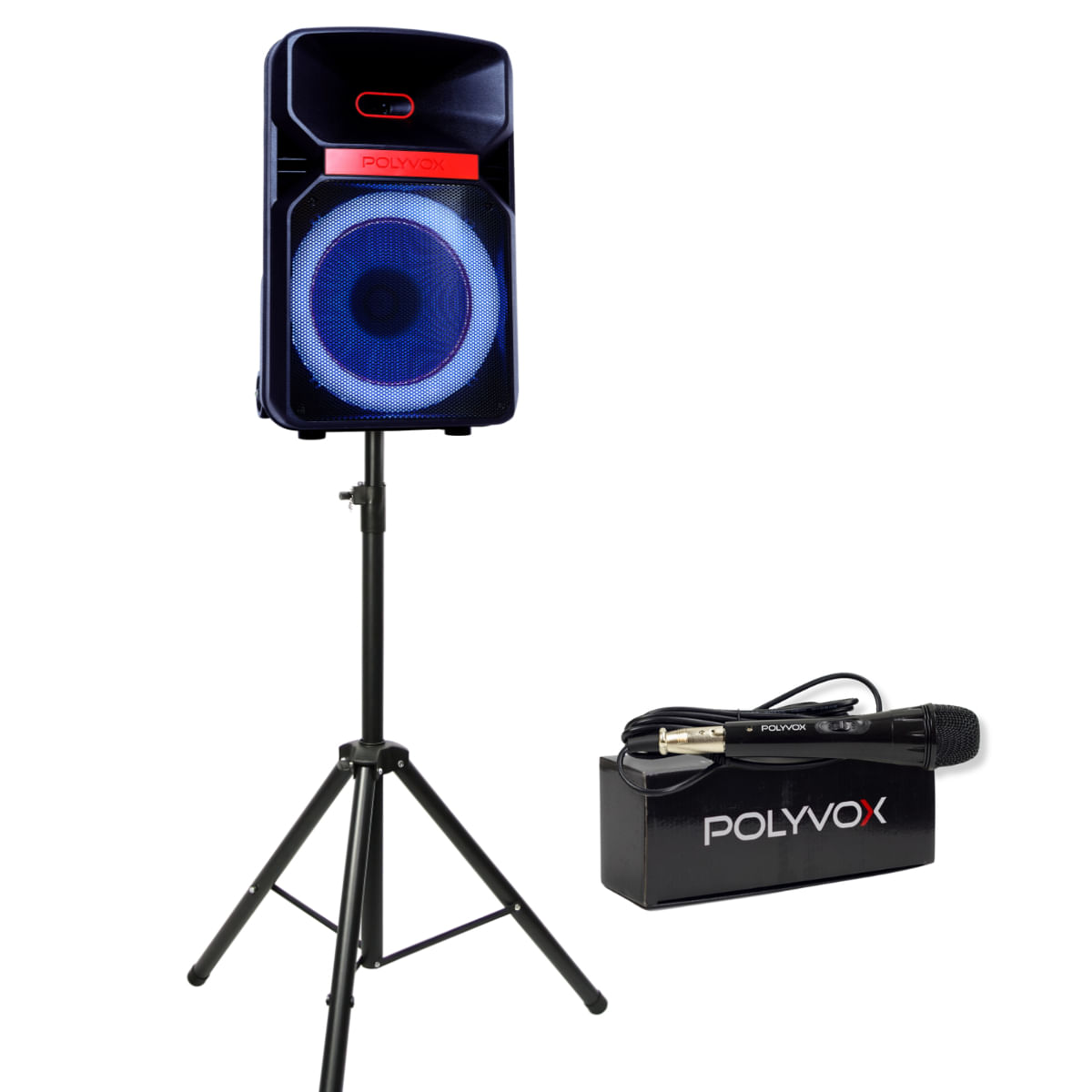Caixa De Som Xc-812t Polyvox Bluetooth 600w + Tripé +mic Fio