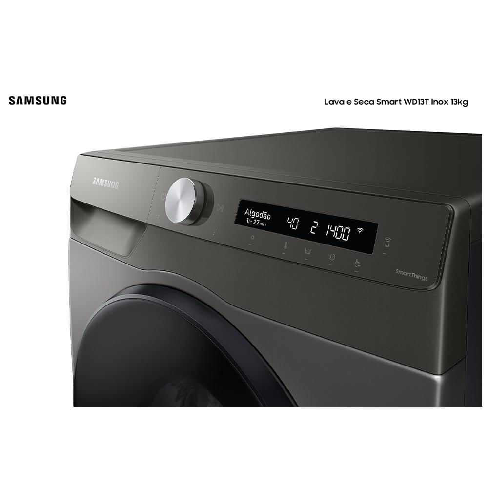 Lava e Seca 13 Kg Samsung Eco Bubble Inox com 25 Programas de Lavagem -  WD13T504DBN