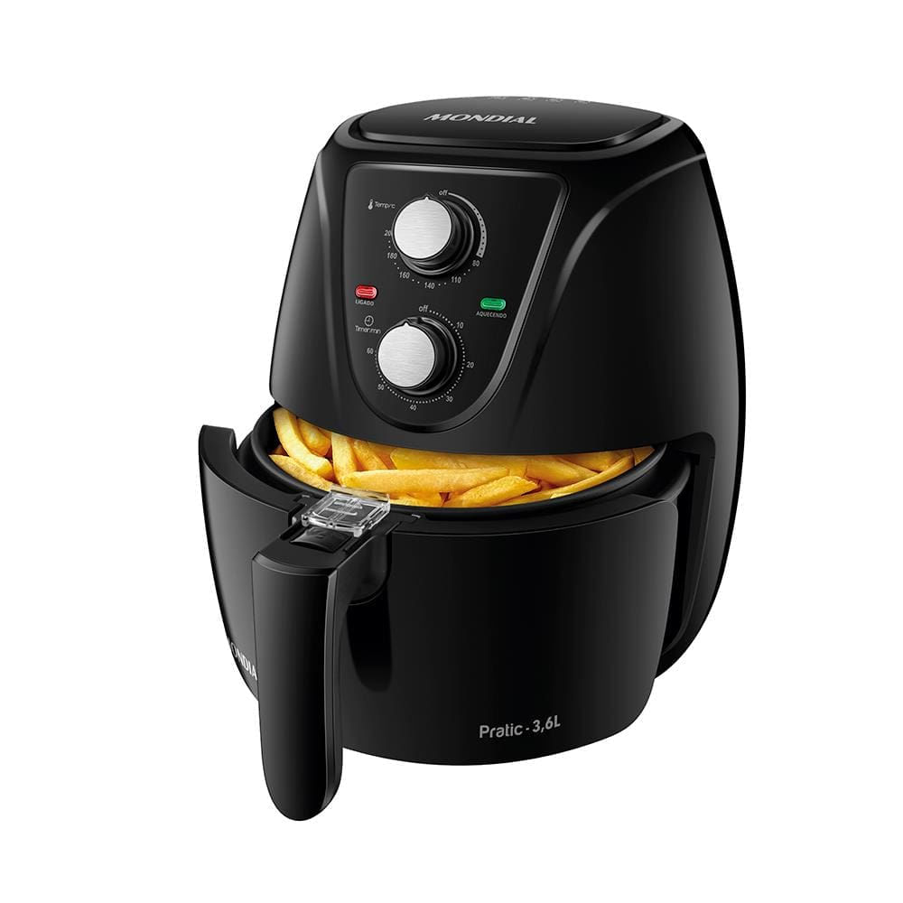 Fritadeira Elétrica Air Fryer Mondial AF-36-FB Pratic 3,6L Lâmpada Piloto Aviso Sonoro Preta