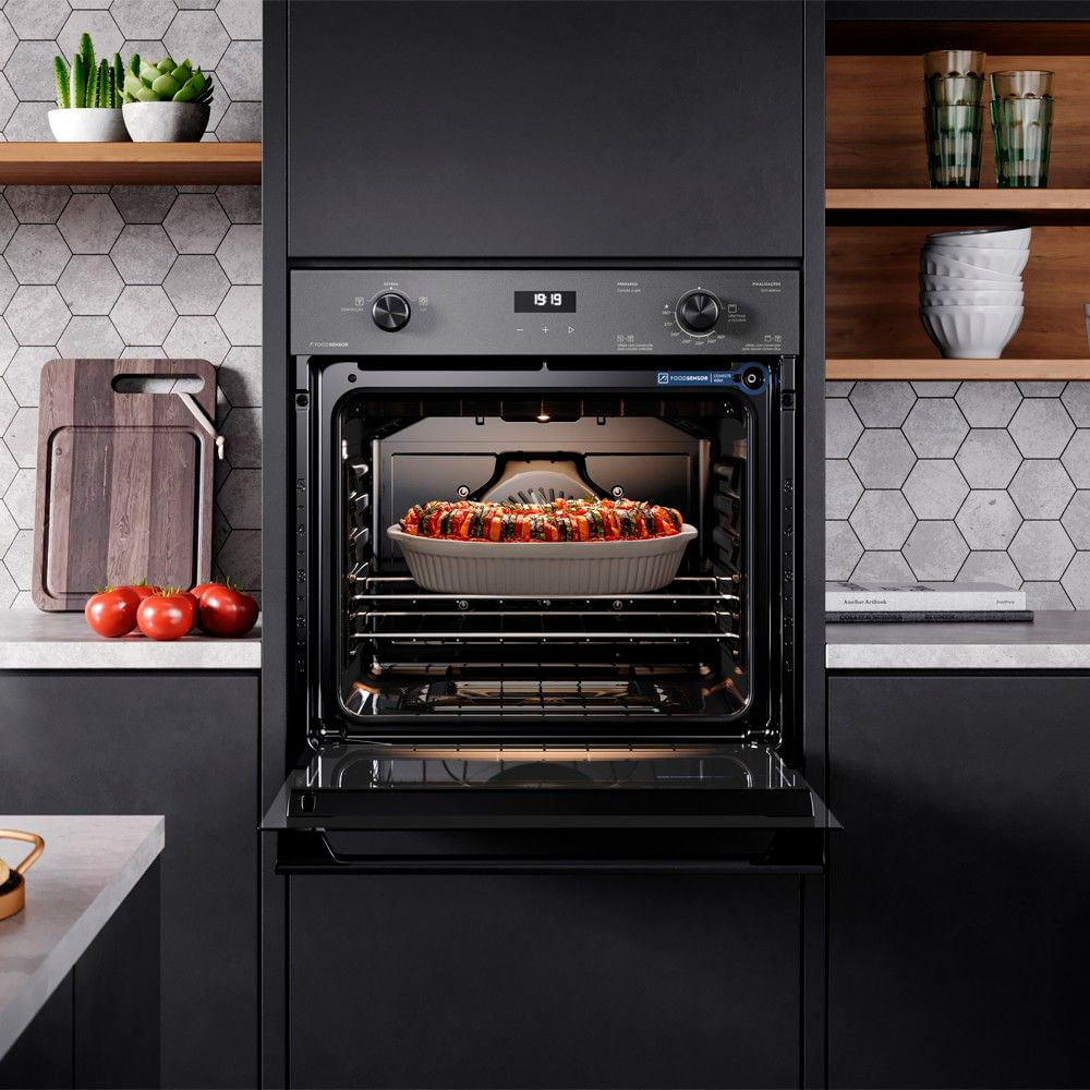Forno a Gás de Embutir Electrolux Efficient com 80 Litros de Capacidade, Grill e Painel Full Touch Cinza - OE8GF
