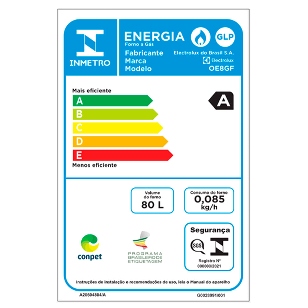 Forno a Gás de Embutir Electrolux Efficient com 80 Litros de Capacidade, Grill e Painel Full Touch Cinza - OE8GF