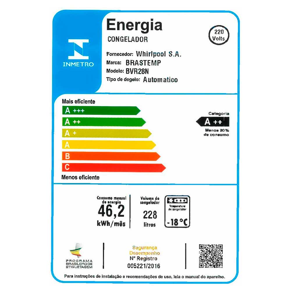 Freezer Vertical Brastemp Flex Frost Free 228 Litros - BVR28NB
