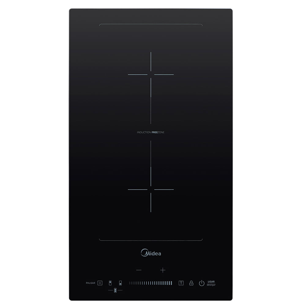 Cooktop Freezone por Indução Midea Vitrocerâmico com 02 Bocas, 09 Níveis de Potência e Painel Touch Preto - CFBD22
