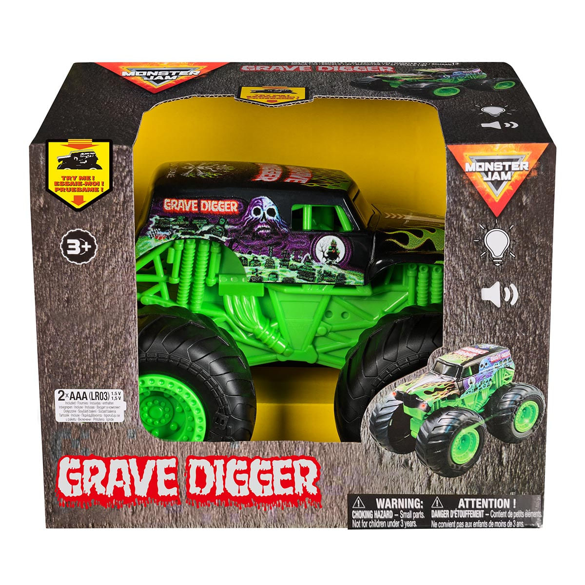 Monster Jam - Carrinho Grave Digger 1:24 Com Luz E Som