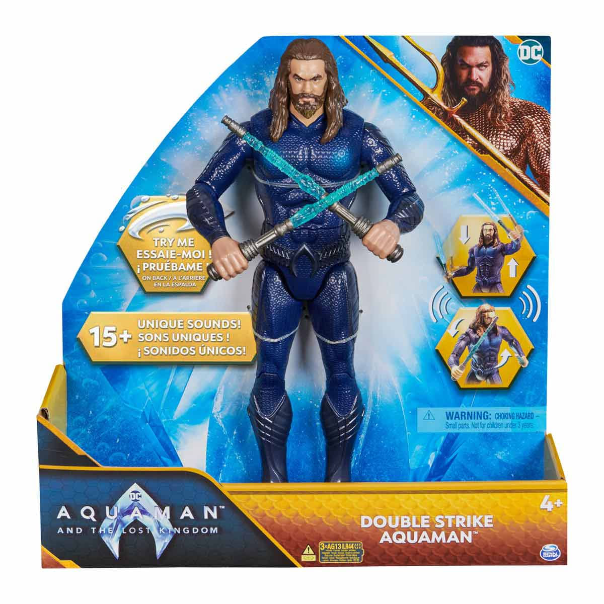 Aquaman - Boneco De 30Cm Ataque Duplo Com Luz E Som Dc