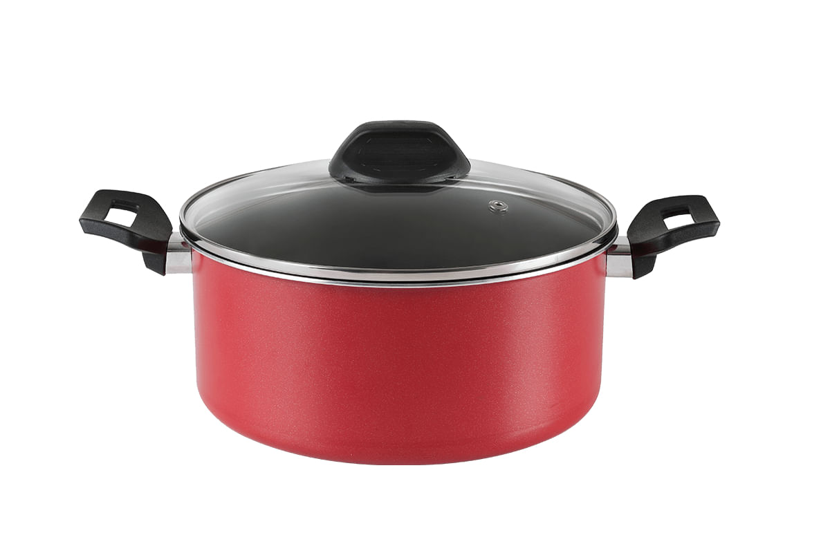 Caçarola com Tampa Brinox Garlic Antiaderente Pro-flon Ø24cm 4,3 Litros Vermelha Vermelho