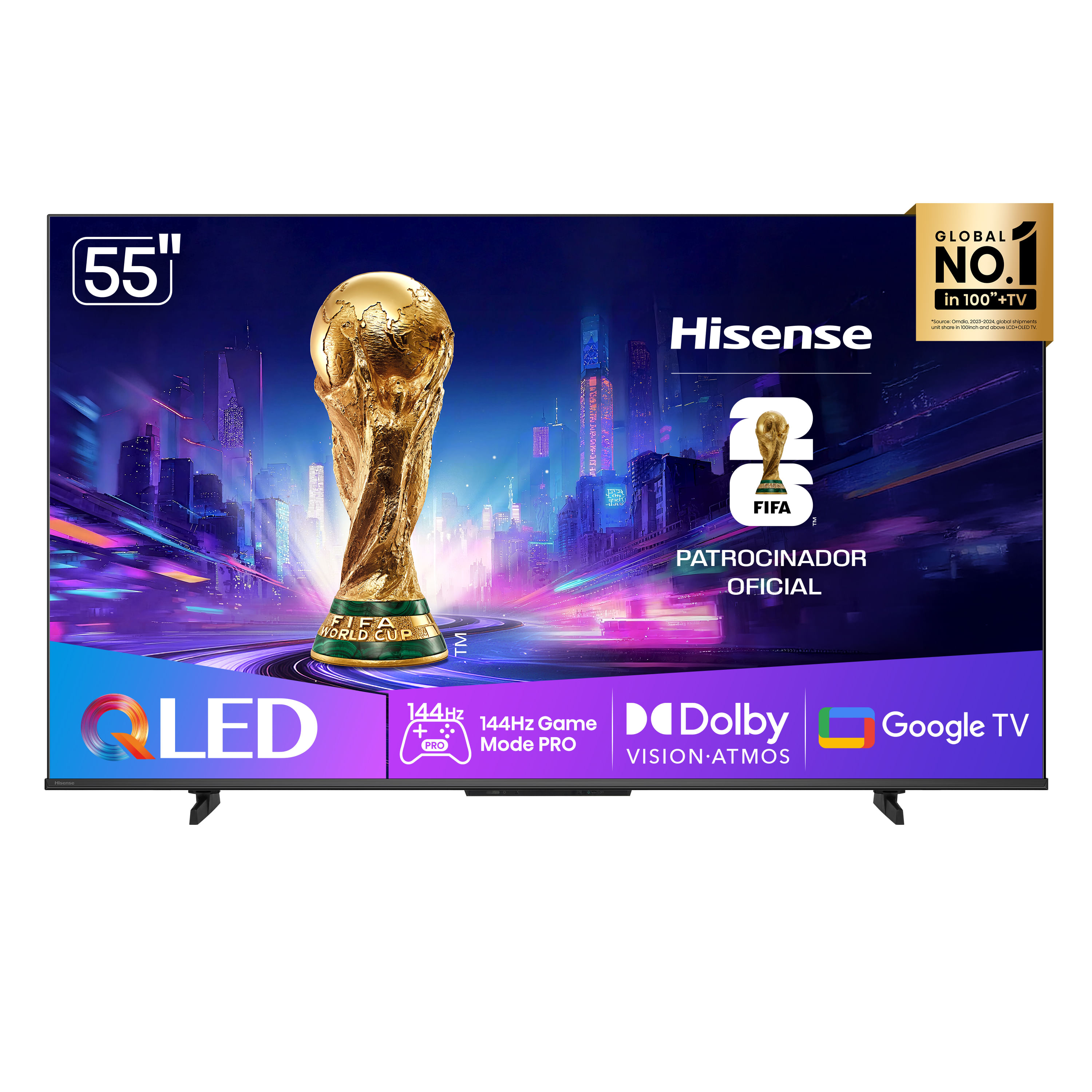 Smart TV Hisense QLED 4K 55" Polegadas com Dolby Vision, Dolby Gaming, Alexa e Google - 55Q7QG