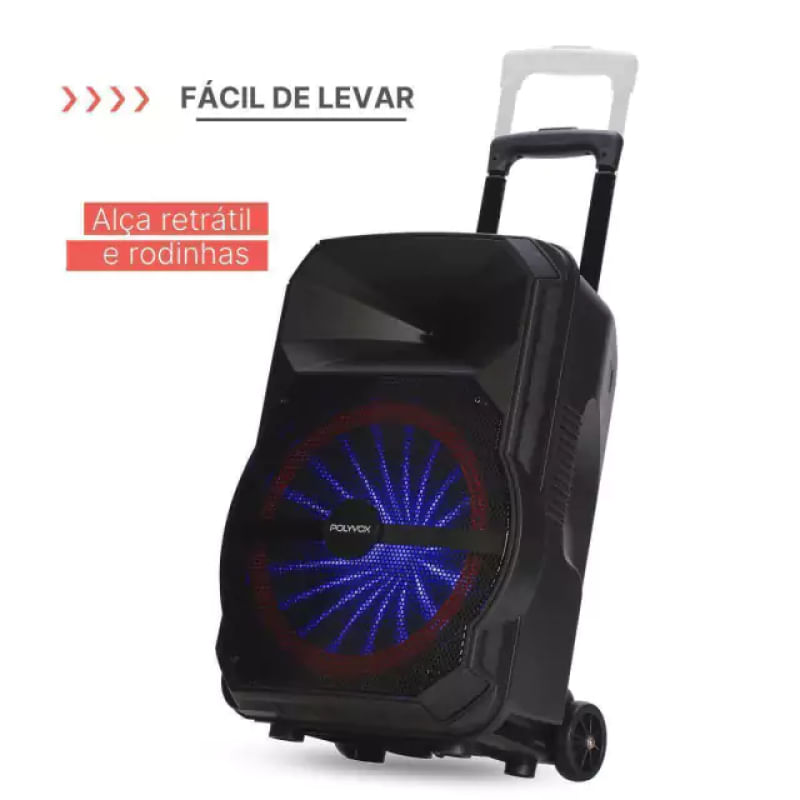 Show Polyvox Caixa Xc-715t +tripés+ 2 Microfones S/ Fio Cor Preto 110v/220v