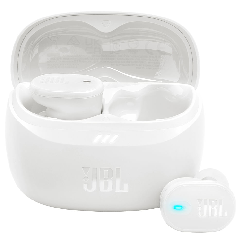 Fone de Ouvido Intra-auricular sem Fio JBL Tune Buds 2 Branco Até 48 horas de Bateria, IP54