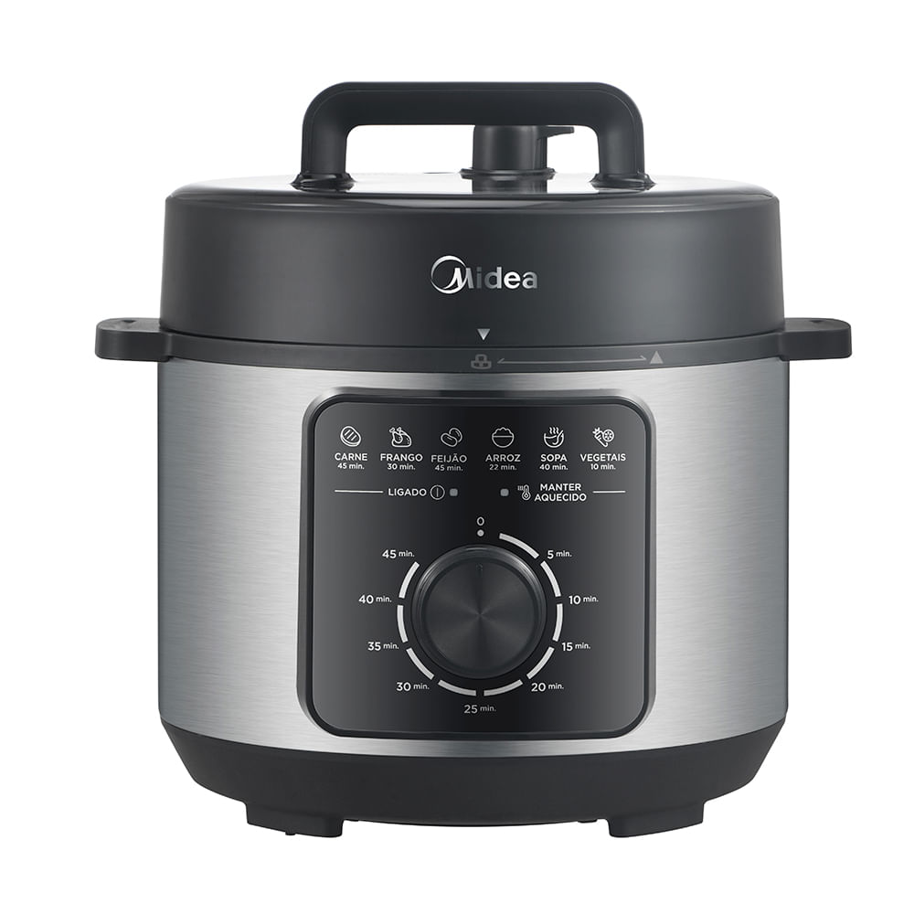 Panela de Pressão Elétrica Midea 4 Litros Preto e Inox - PPM4