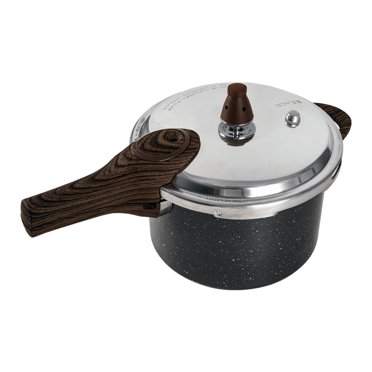 Panela de Pressão Indução Brinox Pressure Antiaderente Ceramic Life 4,2 Litros Ø20cm Granito Grafite