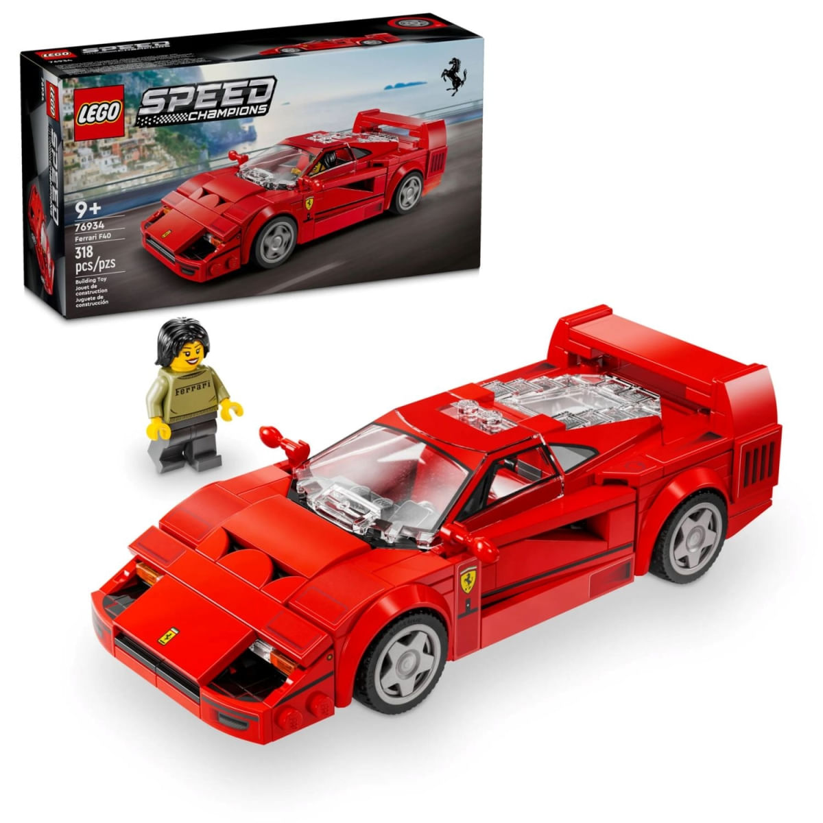 FERRARI LEGO SPEED CHAMPIONS F40 SUPERCAR 318 PEÇAS 76934