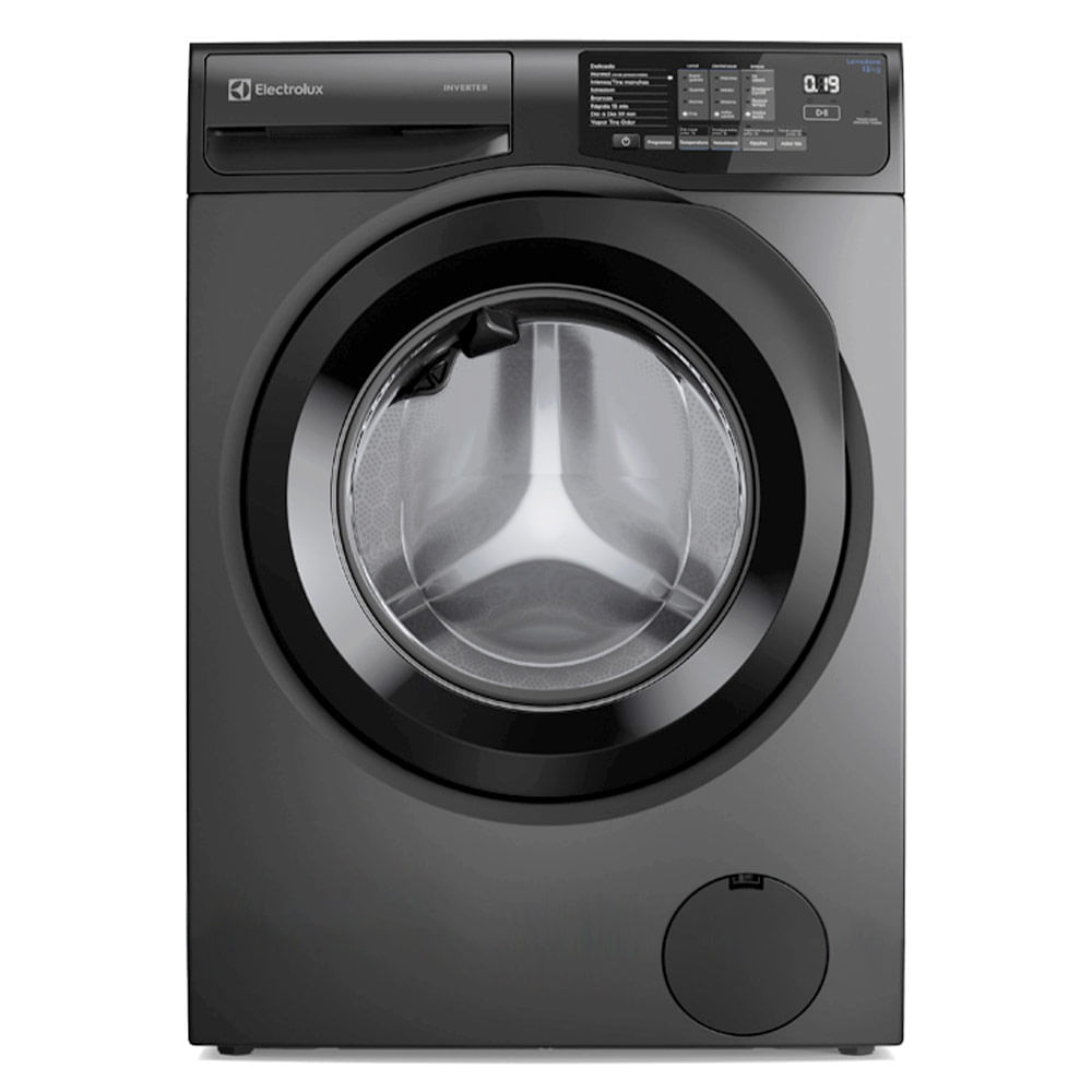 Lavadora de Roupas Electrolux 12kg Cinza Ônix Inverter com Água Quente e Lavagem Inteligente - LFC12