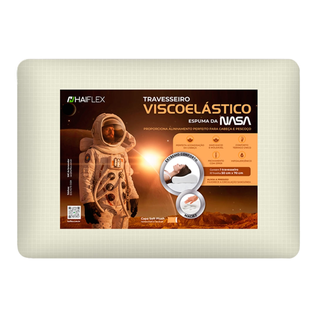 Travesseiro Haiflex Viscoelástico 15cm Altura Antiácaros