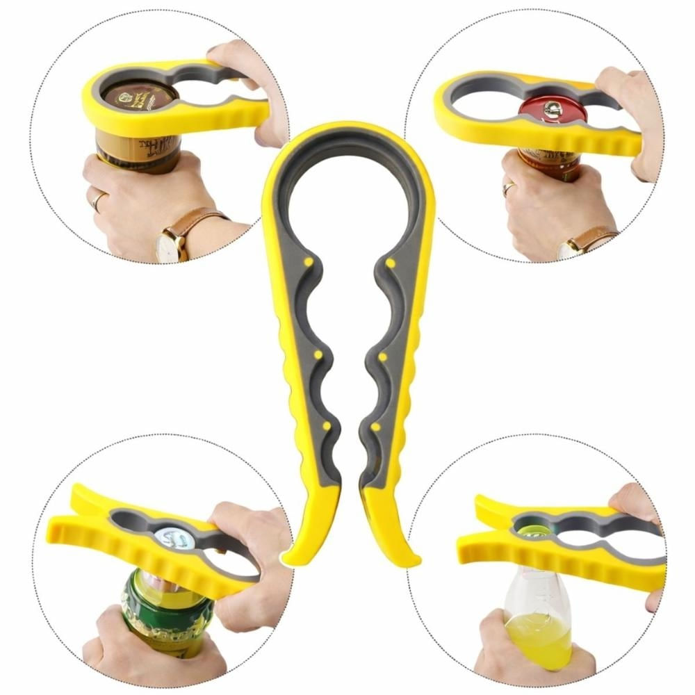 Abridor de Tampas Potes Adaptável Universal Conserva Amarelo