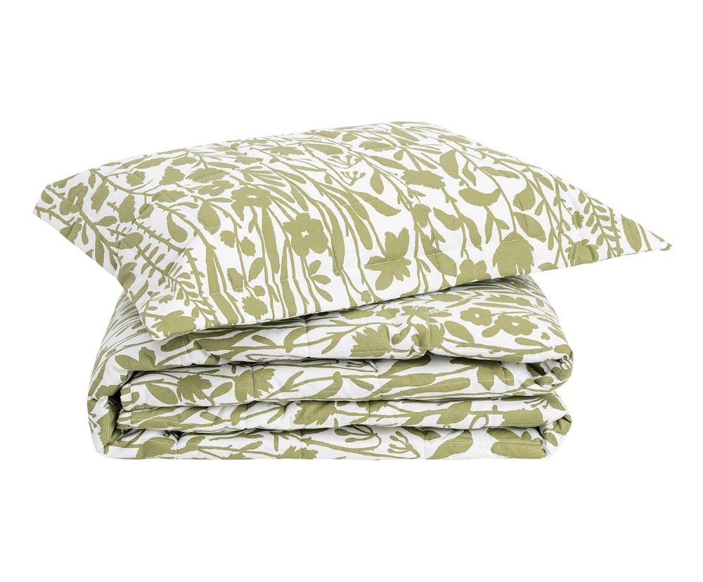 Jogo Cobre-Leito Floral Artsy Verde 200 Fios Solteiro Verde